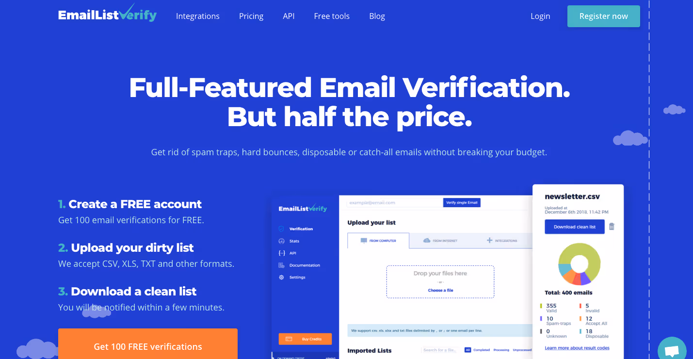 Clean your email list with EmailListVerify
