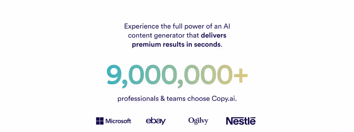Copy.ai:  Unlimited Words and 90+ Tools for Tailored Content Creation